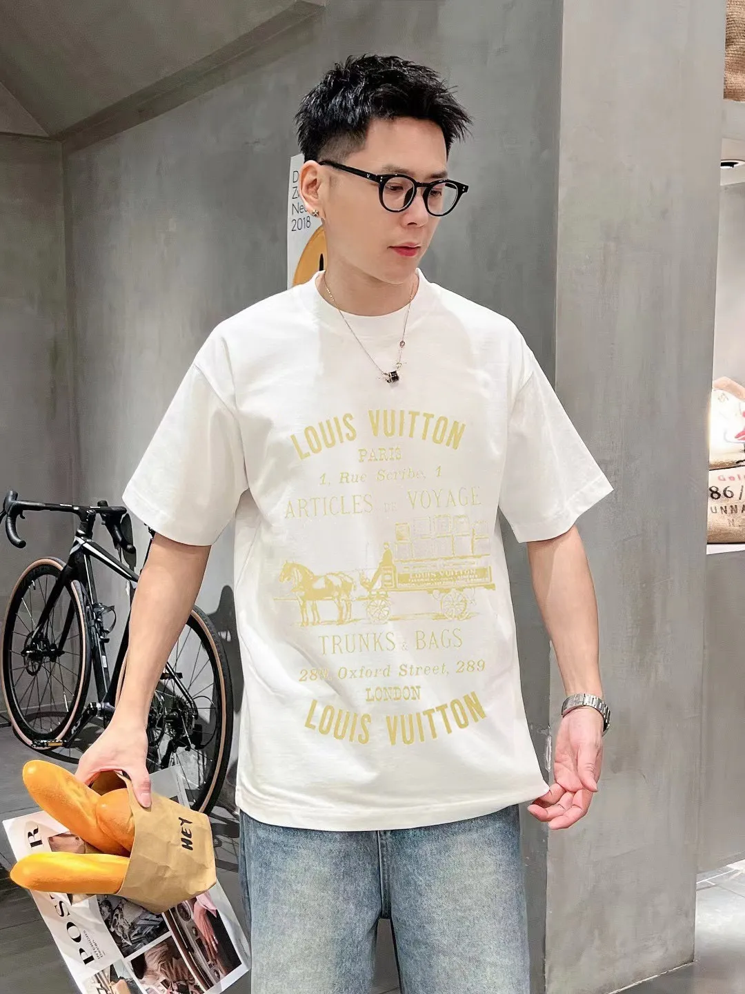Louis Vuitton/Louis Vuitton carriage slogan printed short sleeves